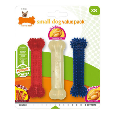 Nylabone Kauwspeelgoed Voor Honden Nylabone Value Pack Bacon Maat S Kip Thermoplast (3 Pcs)
