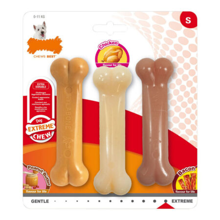 Nylabone Kauwspeelgoed Voor Honden Nylabone Extreme Chew Value Pack Bacon Pindakaas Maat S Kip Nylon (3 Pcs)