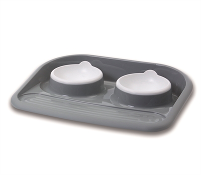 Savic Butler Voerbak En Drinkbak Met Plateau En Antislip Voetjes 2X300 Ml