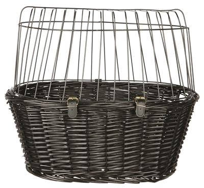 Trixie Wilgen Fietsmand Voorop Zwart Met Kussen En Kap 50X35X41 Cm