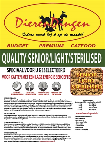 Budget Premium Catfood Quality Senior / Light / Sterilised 15 Kg