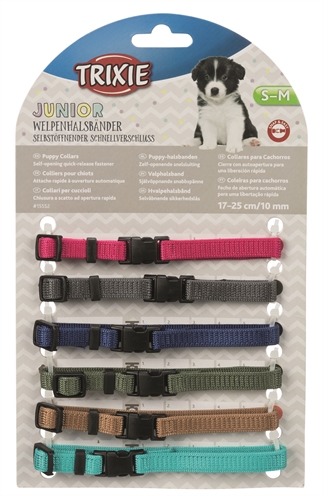 Trixie Puppy Halsbandset Fuchsia/Grafiet/Indigo/Bosgroen/Koraal 17-25 Cm 6 St - Image 2