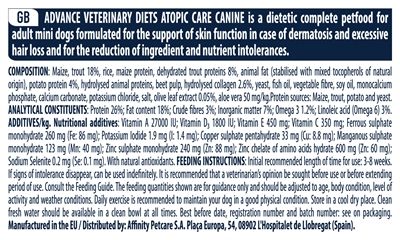Advance Veterinary Diet Dog Atopic Mini 1,5 Kg - Image 2