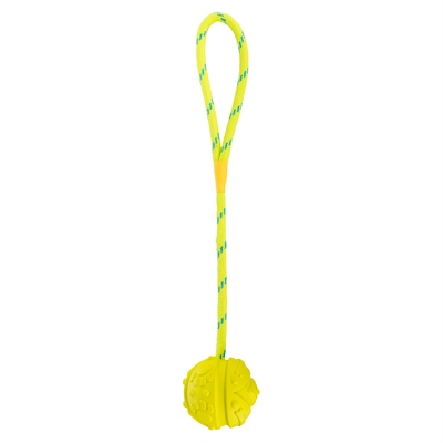 Trixie Bal Aan Touw Natuurrubber Drijvend Limegroen 7 Cm / 35 Cm