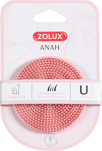 Zolux Anah Borstel Rond Rubber Roze 7,5X7,5X3 Cm