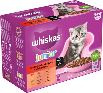 Whiskas Multipack Pouch Junior Classic Selectie Vlees In Saus 4X12X85 Gr - Image 2