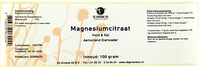 De Groene Os Magnesiumcitraat Hond / Kat 100 Gr - Image 2