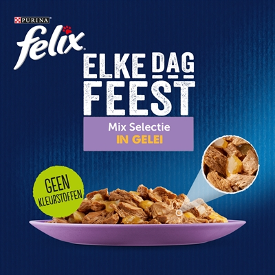 Felix Pouch Elke Dag Feest In Gelei Tonijn / Kabeljauw / Rund / Kip 80X85 Gr - Image 3