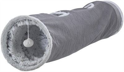 Trixie Katten Speeltunnel Harvey Velours / Pluche Grijs 116X27 Cm