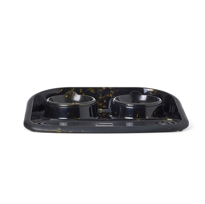 Savic Butler Voerbak En Drinkbak Met Plateau Marble Zwart / Goud 45X36X8 Cm 2X300 Ml - Image 4