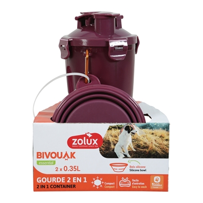 Zolux Bvk 2In1 Reisset Fles Met Voerbak En Drinkbak Rood 2X350 Ml - Image 2