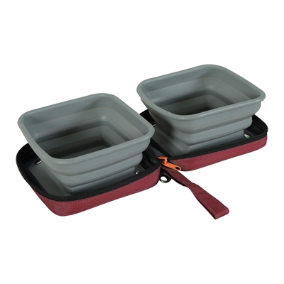 Zolux Bvk 2In1 Opvouwbare Voerbak En Drinkbak Rood 2X700 Ml