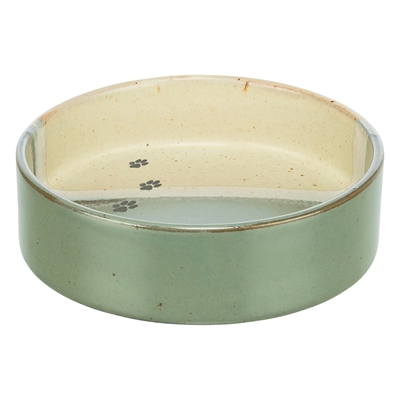 Trixie Voerbak / Drinkbak Met Pootprint Keramiek Groen / Beige 12X12X3,5 Cm - Image 2