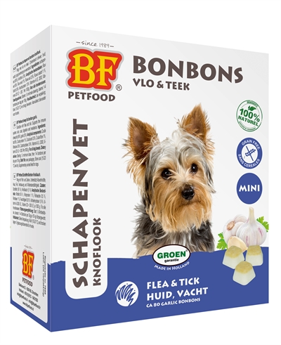 Bf Petfood Schapenvet Mini Bonbons Knoflook 80 St